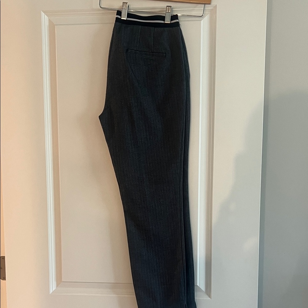 Zara Basic Blue Herringbone Ankle Cropped Pants - image 2